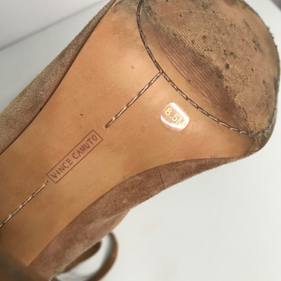 Vince Camuto Brown Suede Lace up Ankle Tie Heels Womens 8 - Picture 7 of 9
